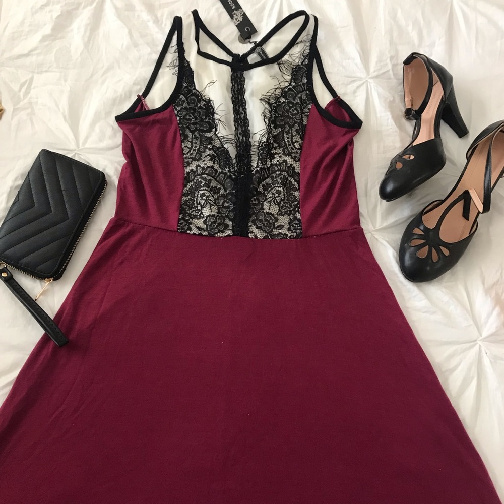 Never Used Asymmetrical Pink Eyelash Lace Dress